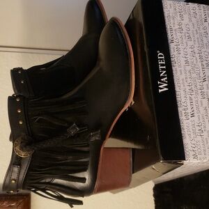 Wanted Black Ankle Boots with Fringe. Worn a few times. Like new see photos